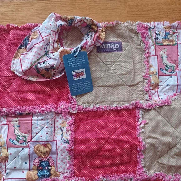 Handmade Reversible Quilted Rag Patchwork Blanket Bedding Play Mat Bear Pattern - Picture 5 of 10